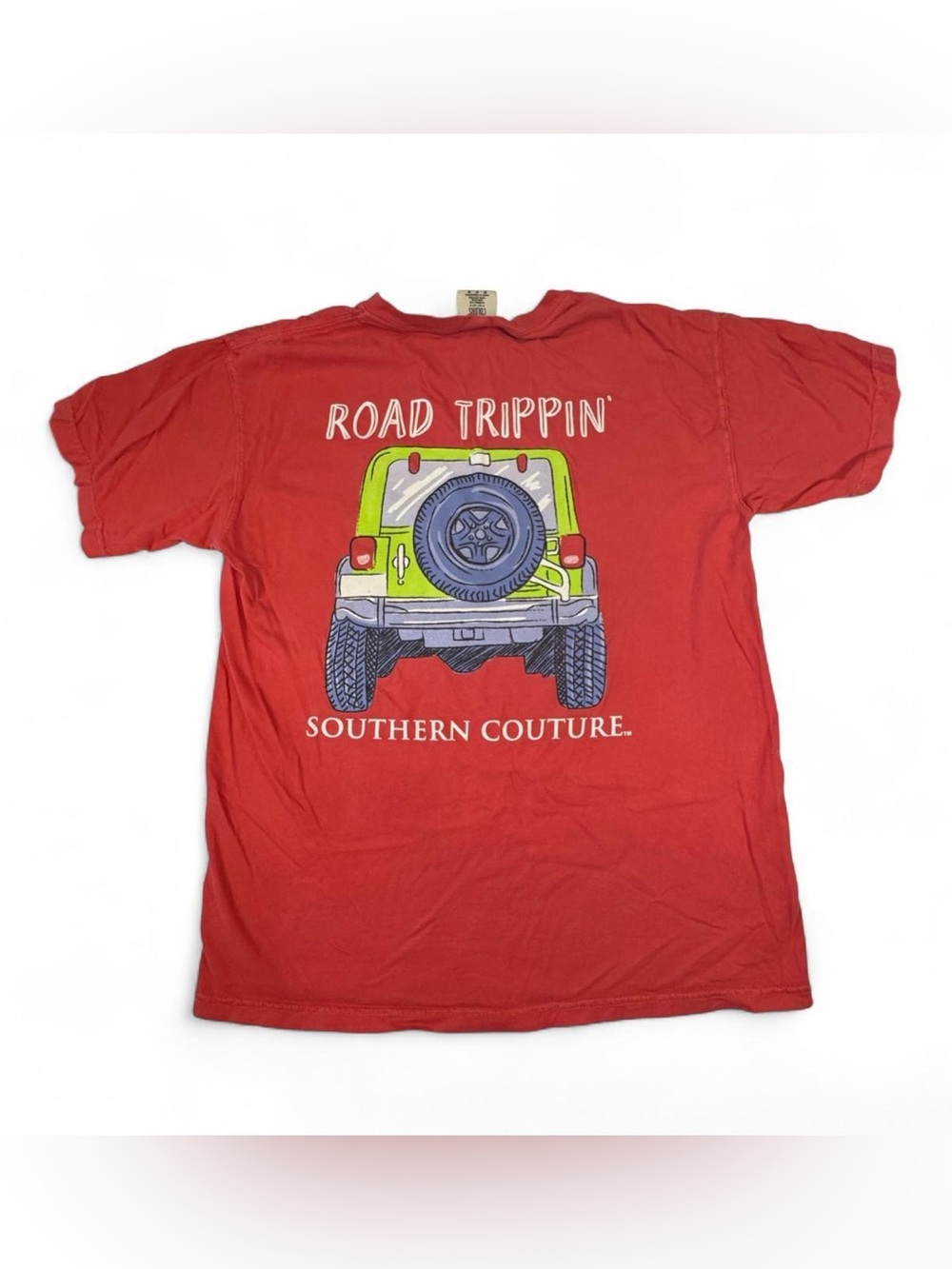 outhern Couture Road Trippin’ T-Shirt Size M Red Jeep Graphic Tee